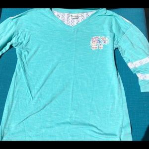 Teal elephant shirt